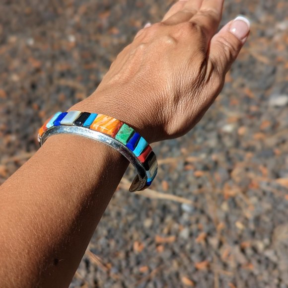 Navajo Bracelet Vintage Turquoise Jewelry Native American Signed Silver *** - Picture 4 of 8